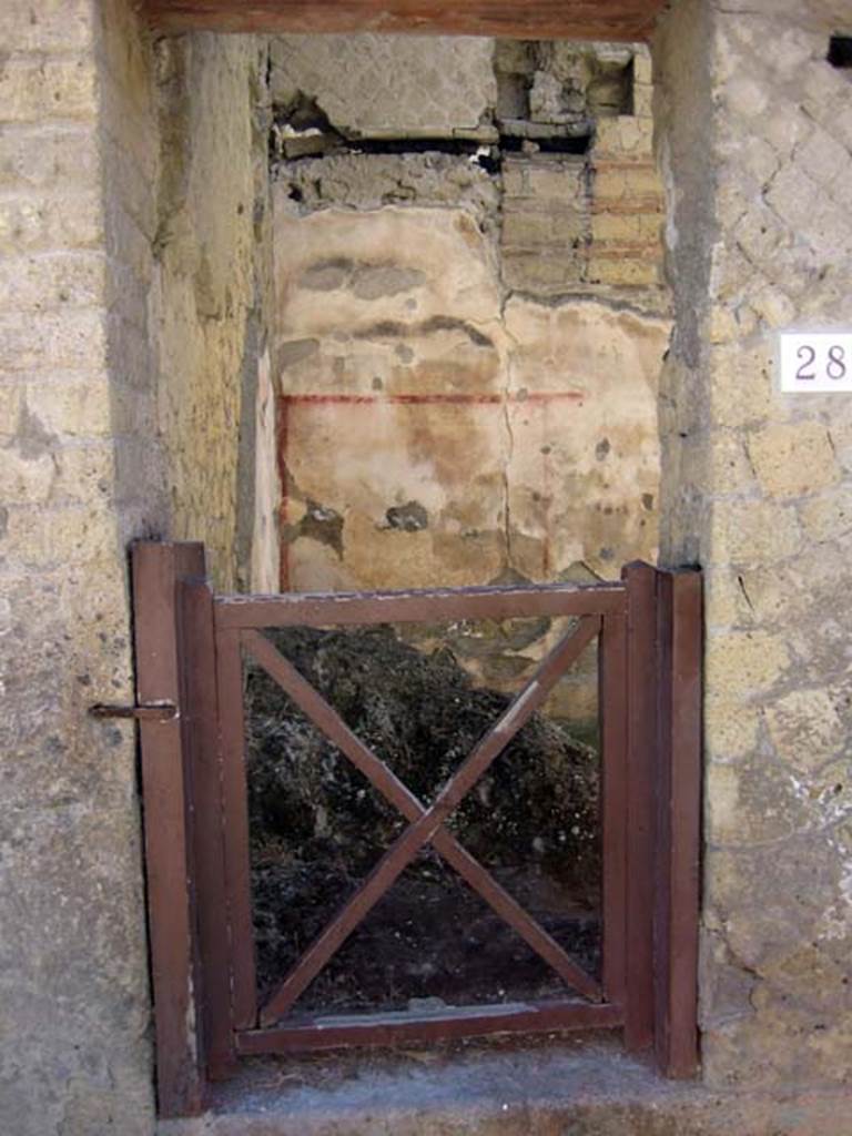 VI.28, Herculaneum, June 2011. Looking through entrance doorway towards site of stairs to upper floor. Photo courtesy of Sera Baker.